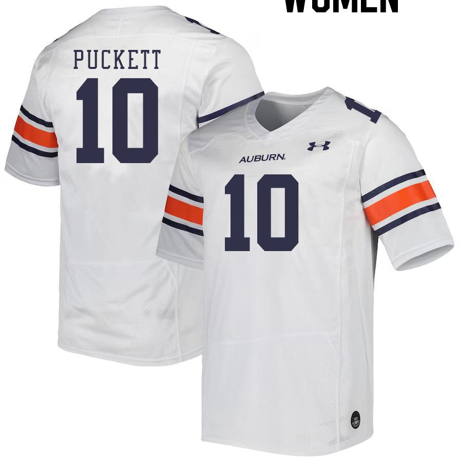 Women #10 Zion Puckett Auburn Tigers College Football Jerseys Stitched-White - Click Image to Close